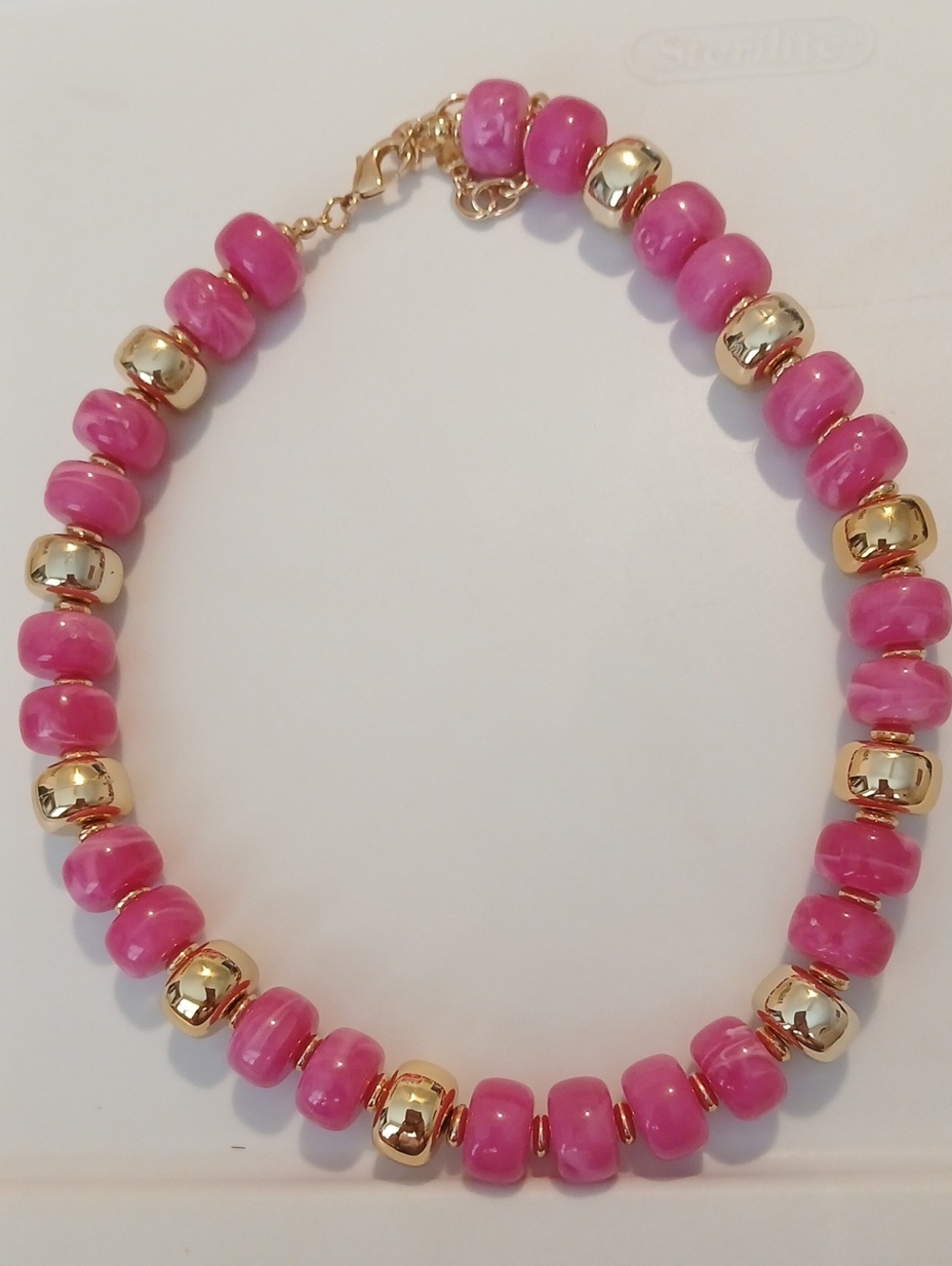 Fashion Jewelry Pink and Gold Beaded Necklace - Women Jewelry